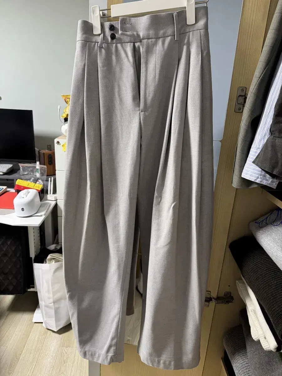 비긴202 five pleats wool pants 멜란지그레이 1사이즈